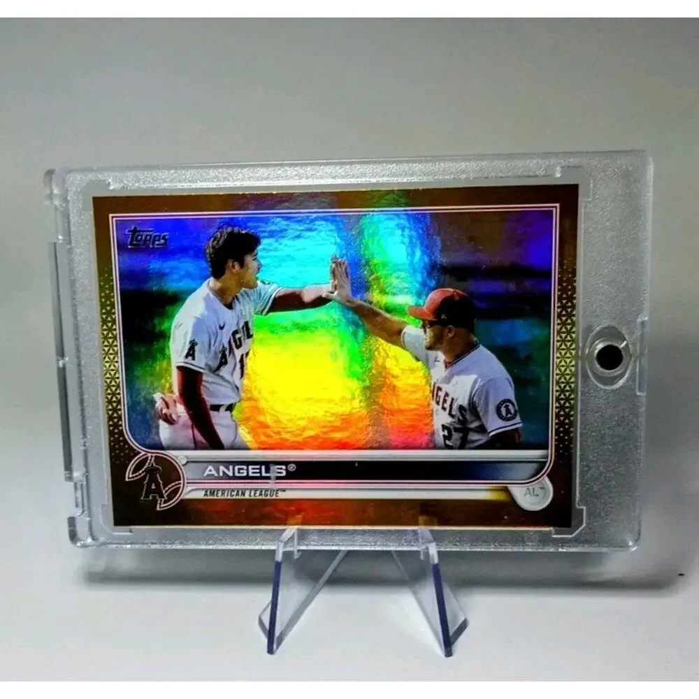 Shohei Ohtani & Mike Trout #159 Topps Angels American League Gold REFRACTOR 2022